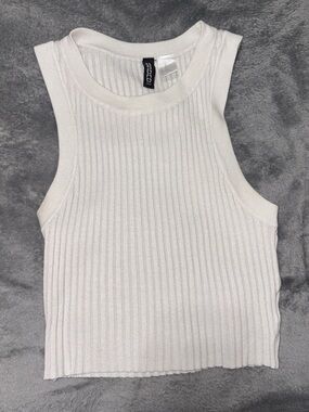 H&M White Ribbed Tank Top